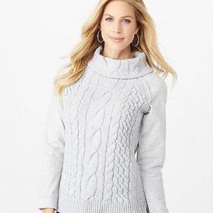Cable Knit Sweater Front Cowl Neck Popover - NWOT